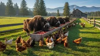 How girls harvest vegetables to feed poultry - Countryside garden and poultry - Daily harvest