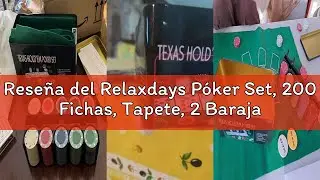 Rese&ntilde;a del Relaxdays P&oacute;ker Set, 200 Fichas, Tapete, 2 Barajas, Bot&oacute;n Dealer, Ciegas, Profesional, Pl