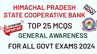Top 25 MCQs of Static GK for HPSCB Junior Clerk Exam 2024 | HP State Cooperative Bank |HP Govt Exams