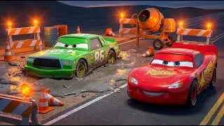 LIGHTNING RACER & RIVAL CAR in a NIGHT ROAD REPAIR CHALLENGE ⚡ | Cars Toons 3D Animation