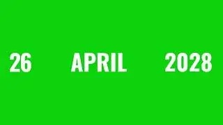 Horizontal Date Strip Green Screen - Bold Minimalist Calendar 2026-2036 - No Copyright