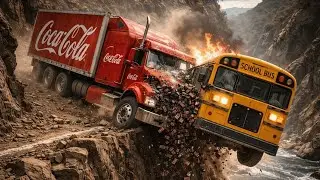 IMPOSSIBLE Truck vs Rocks vs Bus Crash on a Cliff Edge! Crash Compilation 34 | BeamNG Drive.