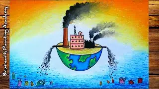 Water pollution drawing||air pollution painting||save environment poster