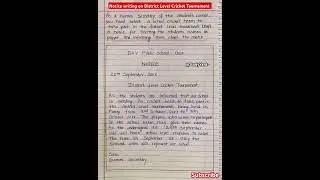 Notice writing on district level cricket tournament l notice writing class 11 l notice writing