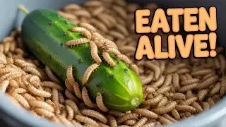 10,000 mealworms vs Cucumber - Timelapse