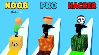 NOOB vs PRO vs HACKER in Cube Surfer - All Levels Gameplay, New Game (Android, iOS)