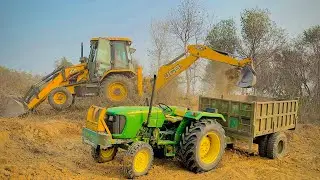 JCB 3dx Loading Mud With Johndeere Tractor And Swaraj Tractor Video | JCB video | Tractor video |