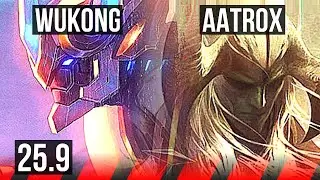 WUKONG vs AATROX (TOP) | 7/0/11, Godlike | KR Master | 25.9