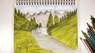 كيف أرسم منظر طبيعي خطوة بخطوة