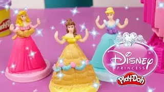 DISNEY PRINCESS Playdoh Castle UNBOXING w/ Belle, Cinderella, Aurora |SuperKidsToys - Stop Motion!