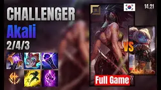 CHALLENGER Top Akali vs Poppy lol KR solo rank Full Game 14.21