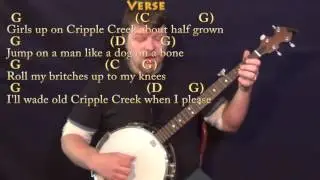 Cripple Creek  - Banjo Cover Lesson in G with Chords/Lyrics