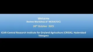 Review Workshop of  NICRA(TDC) 30th October 2025