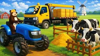 Farm Works: Raising Cows, Barn Cleaning & Feeding | Real Farm Animation