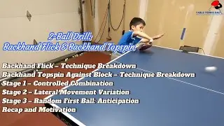 2-Ball Drill: Backhand Flick and Backhand Topspin (Table Tennis Multiball Tutorial)