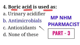 MP NHM - PHARMACIST - PART - 3 - MOST IMPORTANT QUESTIONS - B PHARMA / D PHARMA - DAILY CLASSES