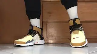 NIKE AIR PRESTO MID UTILITY BICYCLE YELLOW CINNABAR WHEAT ON FEET