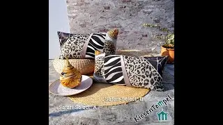 Edler Designer-KissenBezug &ldquo;Leo-Select&rdquo; 35&times;70 cm, Patchwork-Kissen im Africa.-Style
