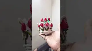 Beautiful decoration piece for office and kitchen table top #tulipflower #diy #pistashell