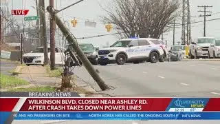Accident knocks down power lines by Wilkinson Blvd.