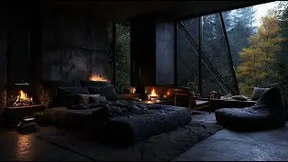 Hogar tranquilo en la naturaleza, sonido de lluvia y fuego | Ambiente acogedor, relajante y natural