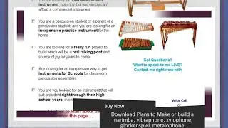 Download Plans to Make or build a marimba, vibraphone, xylophone, glockenspiel, metalophone