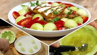 Рецепт совершенно полезного салата из куриной грудки с дыней