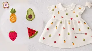 Hand embroidery baby dress fruit design #embroidery