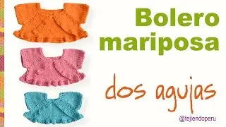 Bolero o torera mariposa tejido en dos agujas en  3 tallas para niñas