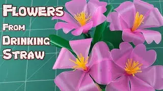 DIY Drinking Straw Crafts Idea | How to Make A Deep Pink Flower From Plastic Recycle Tutorials Ep.37
