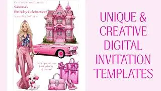 Fashion doll birthday party invite, pink doll party invitation template,girl's birthday party invite