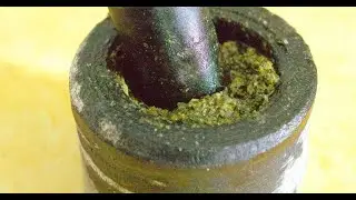 HOW TO MAKE BASIL PESTO IN MORTAR &. PESTLE