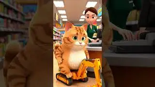 Orange Cat Drives Tractor & Bulldozer! 🚜😺 Funny Construction Animation #cat #shorts #cartoon