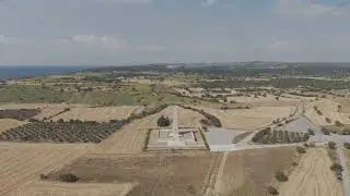 D-Log M. Seddulbahir, Eceabat, Turkey. Aerial view of Helles Memorial obelisk at Cape Helles on G...