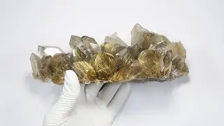 ゴールドルチルクォーツ クラスター(群晶) 原石(型番rc185) 【フォーチュネイトルチル】