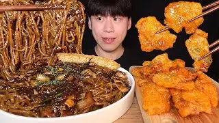 SUB) лапша с черной фасолью (jajangmyeon) и гастрономическое шоу guobaorou│korean mukbang asmr