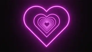 Pink neon tunnel of a heart on a black background. Video Loop | 10 minutes