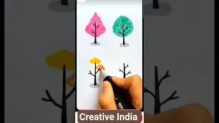🌲 Tree Drawing Easy #creativeindia #drawing #tree #art