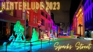 Ice Sculptures on Sparks Street Downtown Ottawa 4K - Winterlude 2023