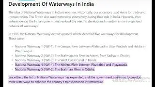 Current National Waterways in India General Knowledge for Group -II -2023 APPSC