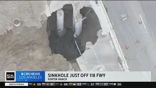 Massive sinkhole opens up on 118 Freeway near Porter Ranch