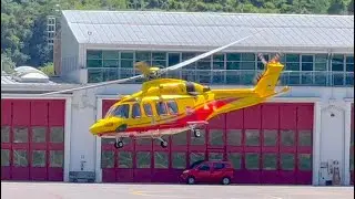 Elisoccorso Trento I-TNDD in decollo ed atterraggio
