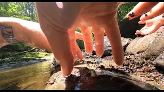 GoPro ASMR | Wet Pebbles, Tapping, Build Up & Tracing In The Creek With The Little One! Full Version
