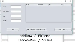 JAVA-jTable Başlık ekleme, elaman ekleme,silme,seçilenleri silme