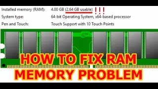 How To Fix Memory RAM Problem, Less Usable Than Actually Installed Windows 10, Win 8.1, Win7