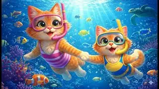Cute Kitten&rsquo;s First Ocean Adventure 🐱🌊| Mama Cat Takes Luna to See Magical Fish | Animated Cat Story