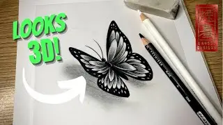 How to draw a butterfly tattoo easy - Black and grey tattoo