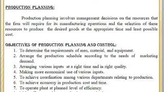 production planning and control unit -  1 (part 1)