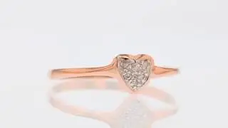 Solid Rose Gold Diamond Love Heart Promise Ring Jewelry (JL#3254)