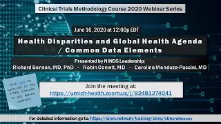 CTMC 2020 Webinar Series: Health Disparities & Global Health Agenda / Common Data Elements